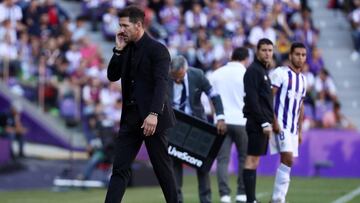 Simeone, en el banquillo de Zorrilla, en el Valladolid-Atlético.