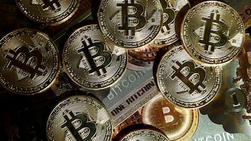 FILE PHOTO: Representations of cryptocurrency bitcoin are seen in this illustration picture created in Paris, France, March 9, 2024. REUTERS/Benoit Tessier/Illustration/File Photo