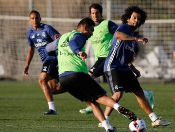 Casemiro and Marcelo in action at Real Madrid training