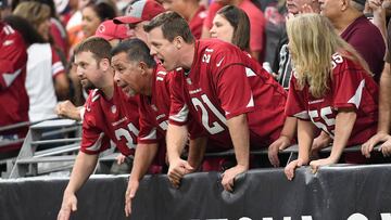 GLENDALE, AZ - SEPTEMBER 23: Arizona Cardinals fans cheer during the NFL game between the Chicago Bears and Arizona Cardinals at State Farm Stadium on September 23, 2018 in Glendale, Arizona.   Jennifer Stewart/Getty Images/AFP
 == FOR NEWSPAPERS, INTERNET, TELCOS &amp; TELEVISION USE ONLY ==