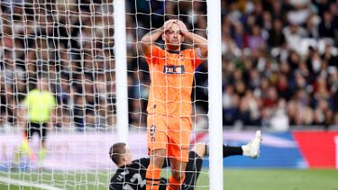 Hugo Duro se lamenta por una de sus claras ocasiones.