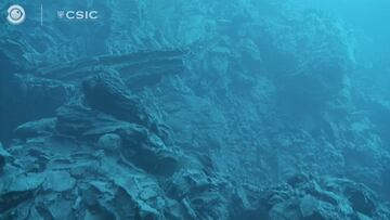 Nuevas imágenes submarinas de la fajana de La Palma: las formaciones creadas por la lava