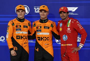 Lando Norris, Oscar Piastri (McLaren) y Carlos Sainz (Ferrari). Yas Marina, Abu Dhabi. F1 2024.