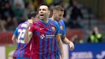 Sergio Lozano celebra uno de sus goles en las semifinales de la Copa de Espa&ntilde;a.