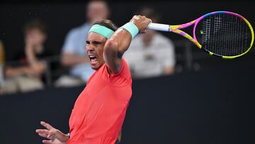 Brisbane (Australia), 04/01/2024.- Rafael Nadal of Spain in action against Jason Kubler of Australia during their match of the 2024 Brisbane International at the Queensland Tennis Centre in Brisbane, Australia, 04 January 2024. (Tenis, España) EFE/EPA/ZAIN MOHAMMED AUSTRALIA AND NEW ZEALAND OUT
