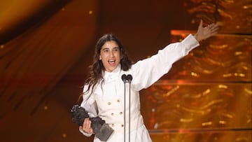 La actriz Carolina Yuste tras ganar el Goya a ´Mejor actriz protagonista´ por su trabajo en ´La infiltrada´ durante la gala de entrega de la 39º edición de los Premios Goya, en el Palacio de Exposiciones y Congresos de Granada, a 8 de febrero de 2025, en Granada, Andalucía (España). Los galardones son otorgados de manera anual por la Academia de las Artes y las Ciencias Cinematográficas de España (AACCE) con el objetivo de premiar a los mejores profesionales en cada una de las distintas especialidades tanto técnicas como creativas del cine español.
08 FEBRERO 2025;GOYA;CINE;CINE ESPAÑOL;VALENCIA
Álex Cámara / Europa Press
09/02/2025