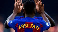 El joven jugador del Barcelona, Ansu Fati, durante un partido.