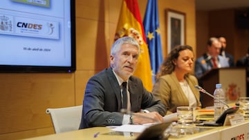 El ministro del Interior, Fernando Grande-Marlaska, preside un encuentro con familiares de personas desaparecidas, as¨ª como con representantes de las distintas asociaciones y fundaciones que operan en el sector, en el Centro Nacional de Desaparecidos, a 16 de abril de 2024, en Madrid (Espa?a). Durante el acto, tambi¨¦n han participado representantes de las distintas asociaciones y fundaciones que operan en el sector y han dado a conocer los hitos del Informe Anual de Personas Desaparecidas correspondiente a 2023, que recoge el balance de actuaci¨®n del centro el pasado a?o y cuyas estad¨ªsticas completas ser¨¢n difundidas en la web del Ministerio del Interior al t¨¦rmino del acto
16 ABRIL 2024;MARLASKA;FAMILIARES;DESAPARECIDOS
Alejandro Mart¨ªnez V¨¦lez / Europa Press
16/04/2024