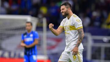 Andre-Pierre Gignac celebrates his goal 1-1  of Tigres during the game Cruz Azul vs Tigres UANL, corresponding to 13th round match of the Torneo Apertura Grita Mexico A21 of the Liga BBVA MX, at Azteca Stadium, on October 16, 2021.
 
 <br><br&