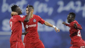 Djen&eacute; celebra el primer gol del Getafe.