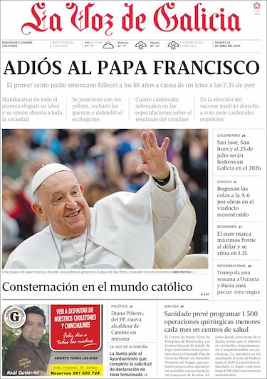 Las portadas de todo el mundo lloran la muerte del papa Francisco