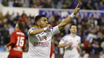 &Aacute;ngel celebra el segundo gol del Zaragoza el pasado domingo contra el Numancia.