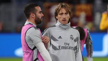 Carvajal y Modric, durante un partido del Real Madrid.