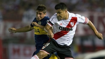 Teófilo Gutiérrez en un partido de River ante Boca.