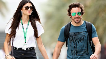 Alonso con su novia en Bahrain.