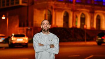 Jon García, central del Racing de Ferrol, posando para AS.