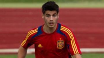 Morata en un entrenamiento de la Selecci&oacute;n Sub-21.