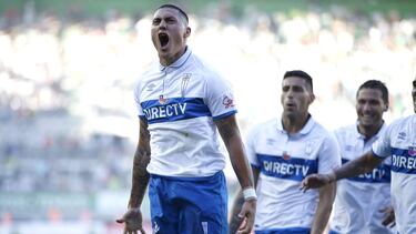 Futbol, Temuco vs Universidad Catolica.
Decimo quinta fecha, campeonato de Apertura 2016/17
El jugador de Universidad Catolica Nicolas Castillo celebra su gol contra Deportes Temuco durante el partido de primera division disputado en el estadio German Becker de Temuco, Chile.
08/12/2016
Andres Pina/Photosport********
Football, Temuco vs Universidad Catolica.
15th date, Aperture Championship 2016/17
Universidad Catolica's player Nicolas Castillo celebrates after scoring against Deportes Temuco during the first division football match held at the German Becker stadium in Temuco, Chile.
08/12/2016
Andres Pina/Photosport