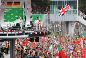 Rosberg, Vettel y Hamilton.