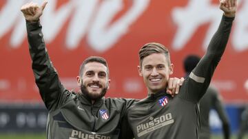 Koke y Llorente, en el entrenamiento del Atlético.
