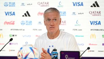 DOHA, QATAR - NOVEMBER 21: Didier Deschamps, Head Coach of France, speaks during the France Press Conference at Main Media Centre on November 21, 2022 in Doha, Qatar. (Photo by Michael Regan - FIFA/FIFA via Getty Images)