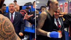 La imagen de Laporta desatado en el vestuario con los jugadores tras el título
