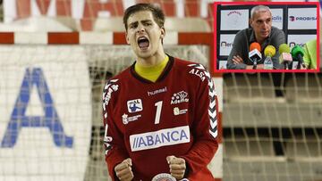 Biosca, del Ademar, y Quino Soler, entrenador del Ángel Ximénez.