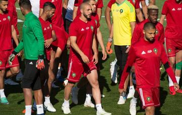 Amrabat in training with Morocco in Voronezh on Sunday
