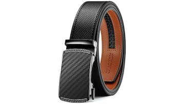 Cintur¨®n de cuero con hebilla autom¨¢tica de color negro para hombre