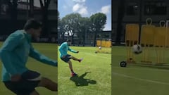 Henry Martín ya está practicando para emular el golazo de Raúl Jiménez con la Selección Mexicana