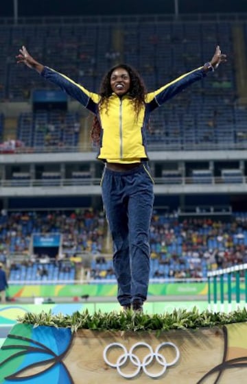 La colombiana tiene dos medallas en los Juegos Olímpicos. Ganó plata en el salto triple de Londres y el oro en Río.