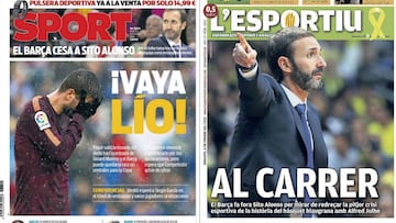 Portadas de los diarios Sport y L'Esportiu del día 6 de febrero de 2018.