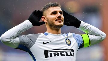El delantero argentino del Inter de Milán, Mauro Icardi, durante un partido.
