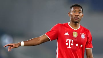 ROME, ITALY - FEBRUARY 23: David Alaba of Bayern Muenchen during the UEFA Champions League Round of 16 match between Lazio Roma and Bayern München at Olimpico Stadium on February 23, 2021 in Rome, Italy. (Photo by Christina Pahnke - sampics/Corbis via Getty Images)