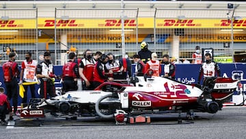 Starting Grid, 07 RAIKKONEN Kimi (fin), Alfa Romeo Racing ORLEN C41 during Formula 1 Gulf Air Bahrain Grand Prix 2021 from March 26 to 28, 2021 on the Bahrain International Circuit, in Sakhir, Bahrain - Photo Florent Gooden / DPPI
 AFP7 
 28/03/2021 ONLY FOR USE IN SPAIN