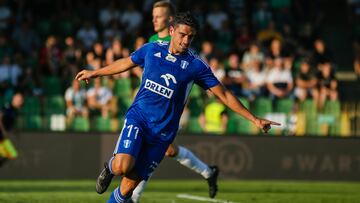 David Álvarez 'Davo' celebra un gol con el Wisla Plock