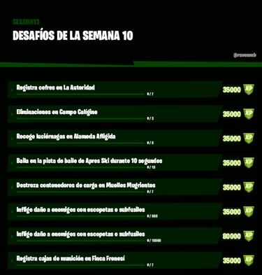 Fortnite Temporada 3: desafíos filtrados Semana 10