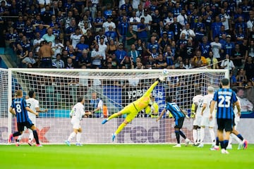 WARSAW, POLAND - AUGUST 14: Thibaut Courtois goalkeeper of Real Madrid and Belgium  in action during the UEFA Super Cup 2024 match between Real Madrid and Atalanta BC at National Stadium on August 14, 2024 in Warsaw, Poland.  (Photo by Jose Breton/Pics Action/NurPhoto via Getty Images)