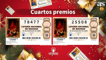 25508 y 78477, cuartos premios del sorteo de la Lotería de Navidad 2025.
