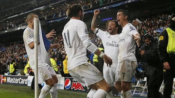 Cristiano celebra uno de sus goles al Wolfsburgo.