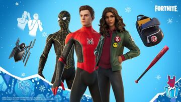 Artwork de las skins de 'Spider-Man: No Way Home' de Spider-Man y MJ en Fortnite