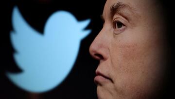 FILE PHOTO: Twitter logo and a photo of Elon Musk are displayed through magnifier in this illustration taken October 27, 2022. REUTERS/Dado Ruvic/Illustration/File Photo