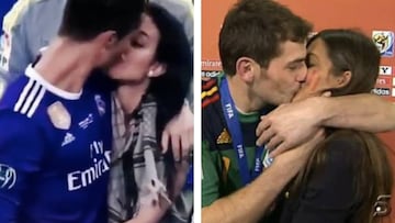 Primer beso CR7 y Georgina vs Iker y Sara Carbonero. Imágenes: Atresmedia y Telecinco