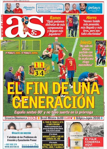 Las portadas de la prensa tras la eliminación de España