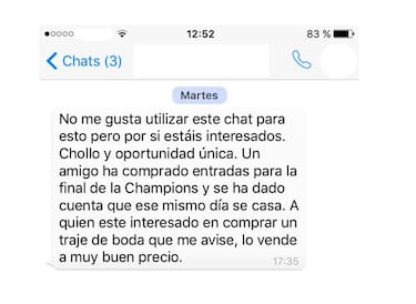 El chollo sobre la final de Champions que triunfa en Whatsapp