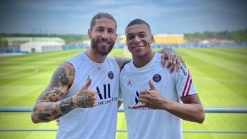 Sergio Ramos y Kylian Mbappé.