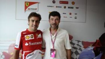 Fernando Alonso y Gianni Bugno, dos dobles campeones del mundo, se vieron en el Circuito de Monza.