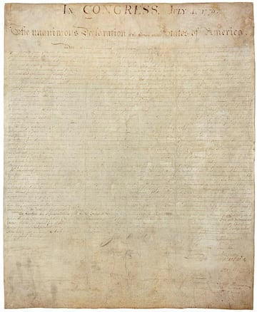 Copia de la Declaración de Independencia, 2 de agosto de 1776.