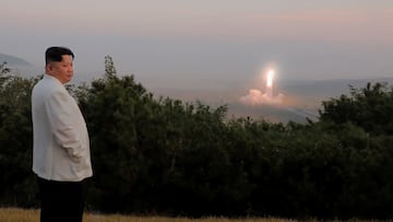 North Korea's leader Kim Jong Un oversees a missile launch at an undisclosed location in North Korea, in this undated photo released on October 10, 2022 by North Korea's Korean Central News Agency (KCNA).    KCNA via REUTERS    ATTENTION EDITORS - THIS IMAGE WAS PROVIDED BY A THIRD PARTY. REUTERS IS UNABLE TO INDEPENDENTLY VERIFY THIS IMAGE. NO THIRD PARTY SALES. SOUTH KOREA OUT. NO COMMERCIAL OR EDITORIAL SALES IN SOUTH KOREA.     TPX IMAGES OF THE DAY