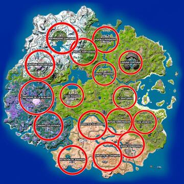 Todas las ubicaciones con nombre del mapa de Fortnite Temporada 3